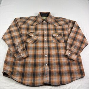 Jesse James Flannel Shirt Mens XL Orange Pearl Snap Up West Coast Choppers